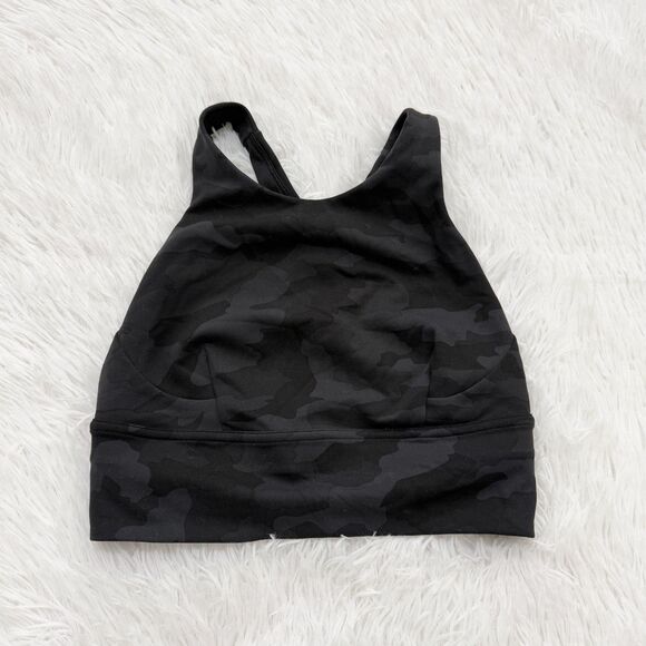 Women Lululemon Wunder Train Longline Bra C/D Cup Camo Deep Coal Multi Size 4 - Picture 6 of 8